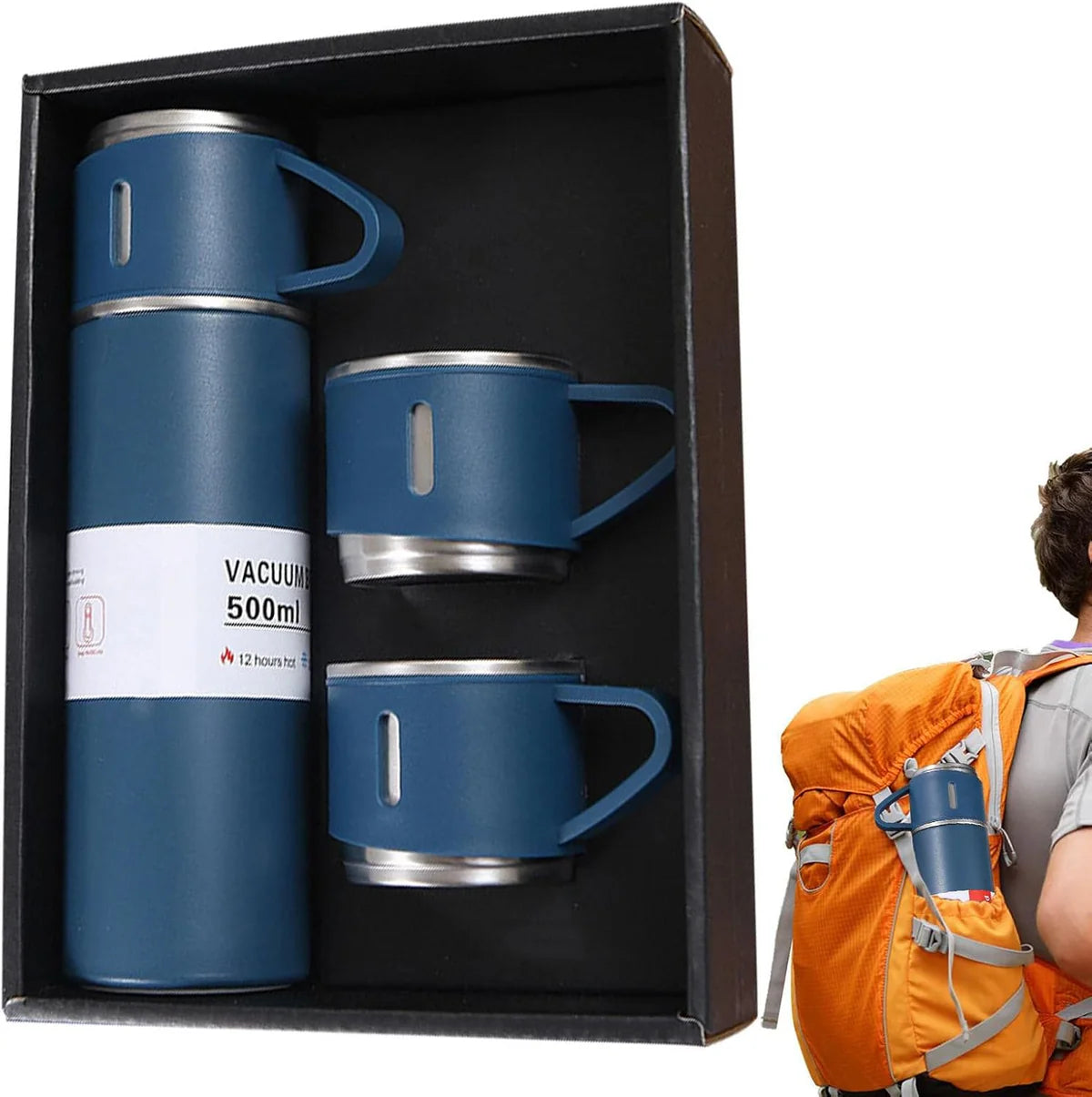 Bouteille isotherme sous vide Thermo 500 ml en acier inoxydable avec tasse