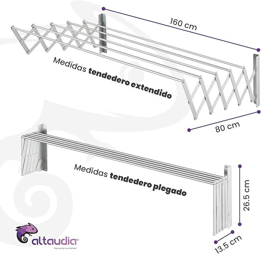 Étendoir Mural Rétractable et Pliable Anticorrosion & Gain de Place