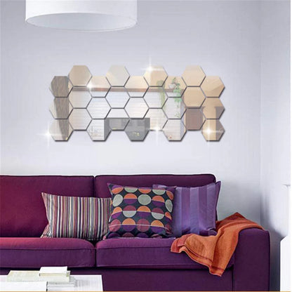 miroirs muraux hexagonaux pour une déco lumineuse et élégante