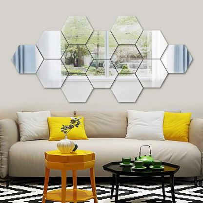 miroirs muraux hexagonaux pour une déco lumineuse et élégante