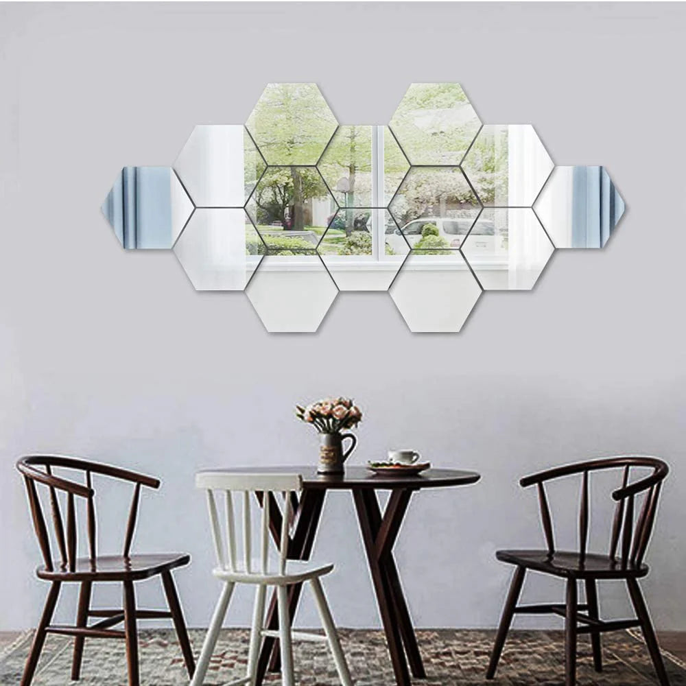 miroirs muraux hexagonaux pour une déco lumineuse et élégante