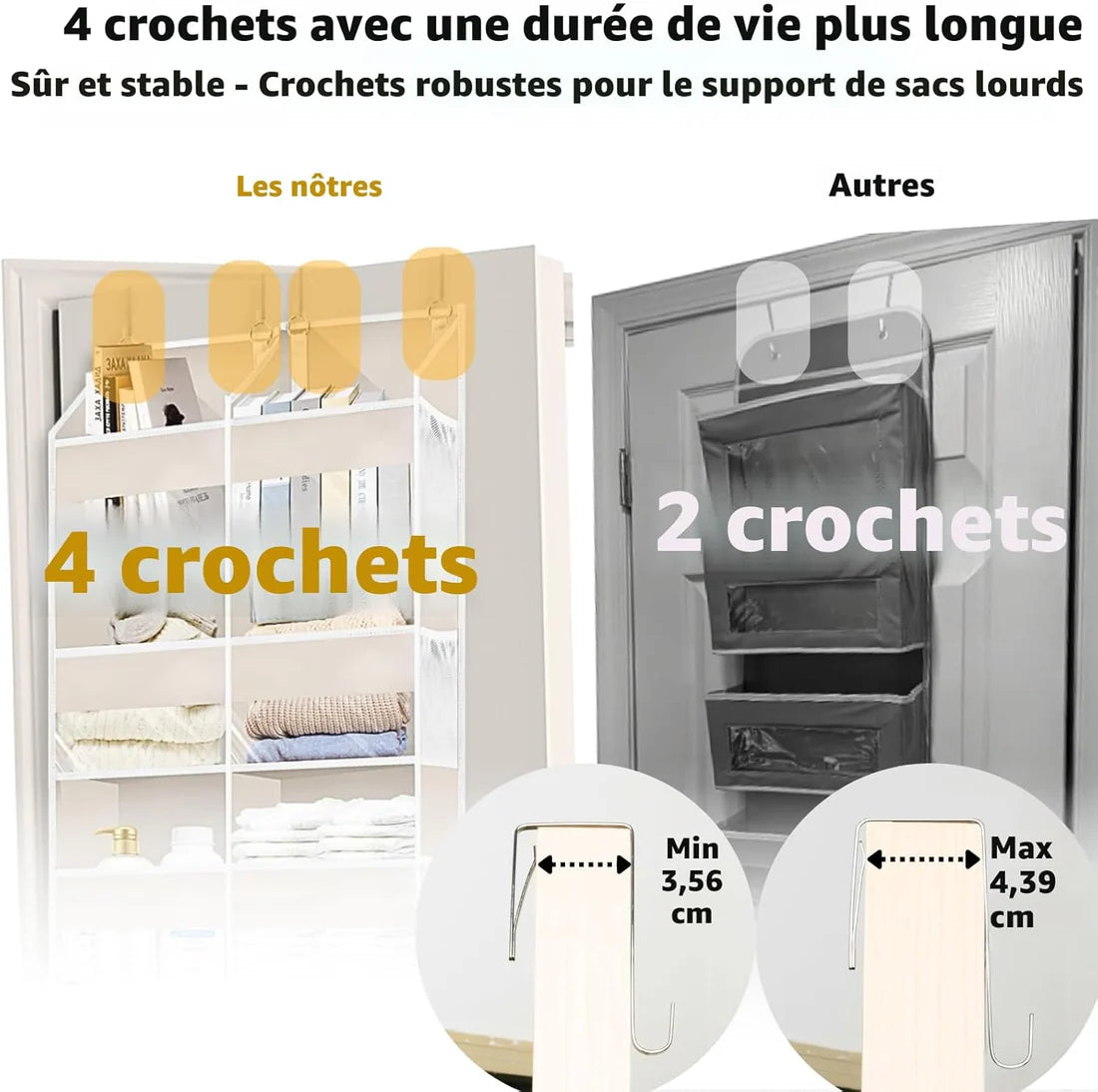 Organiseur de porte 5 niveaux 10 compartiments extra larges