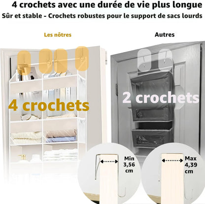Organiseur de porte 5 niveaux 10 compartiments extra larges