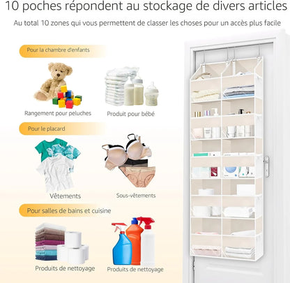 Organiseur de porte 5 niveaux 10 compartiments extra larges