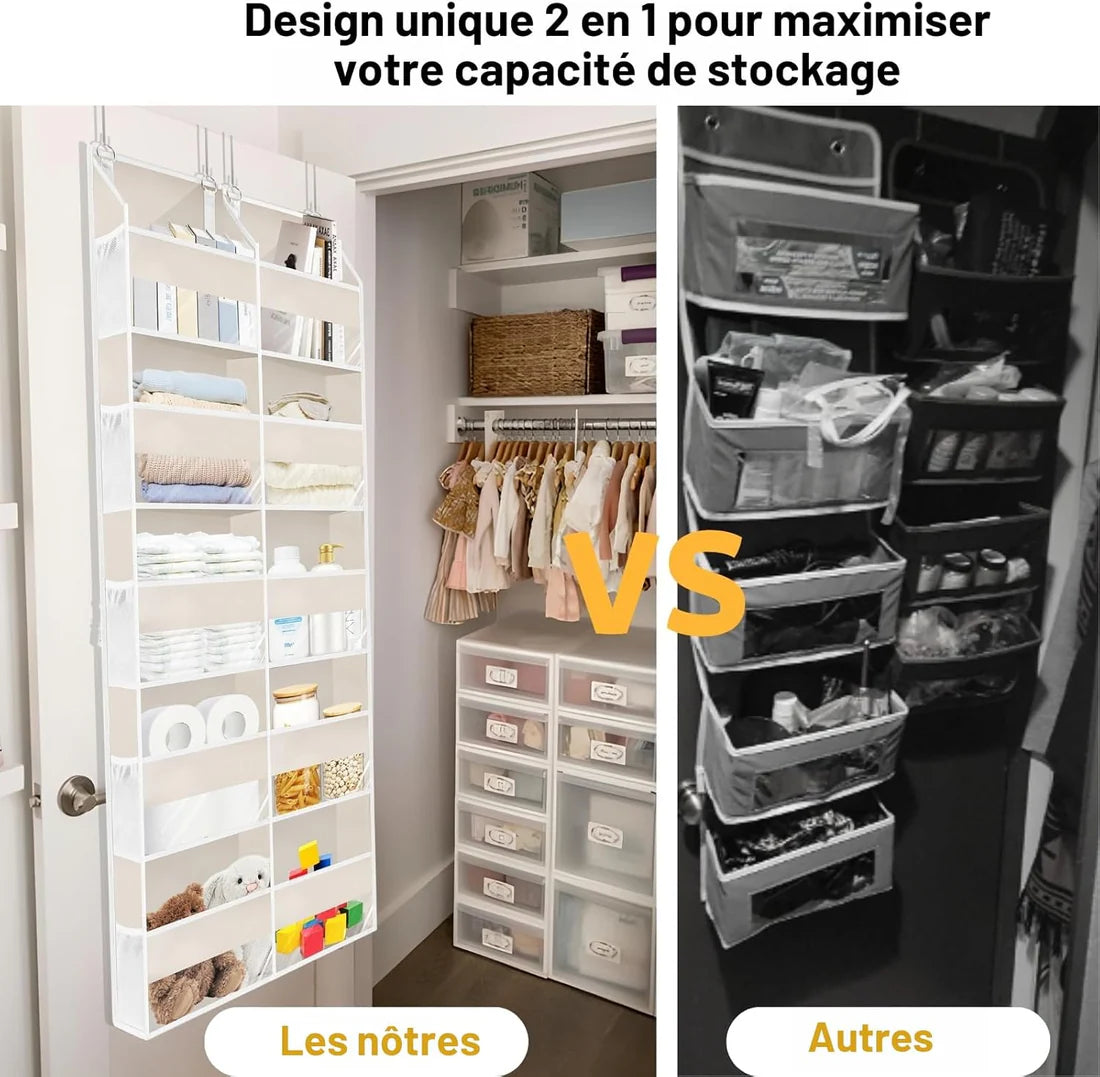 Organiseur de porte 5 niveaux 10 compartiments extra larges