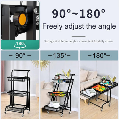 Chariot 3-en-1 Pliable et Mobile | Rangement Intelligent pour la Maison
