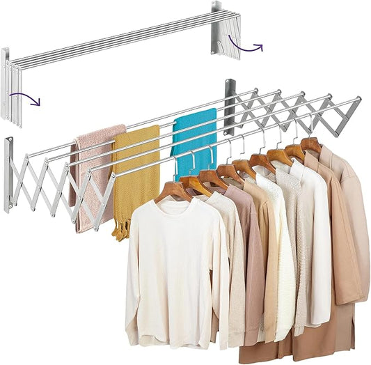 Étendoir Mural Rétractable et Pliable Anticorrosion & Gain de Place