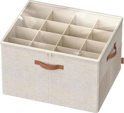 Organiseur à Chaussures Pliable avec Fenêtre Transparente, Poches Filet & Poignée