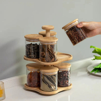 Organiseur polyvalent pour épices en bambou