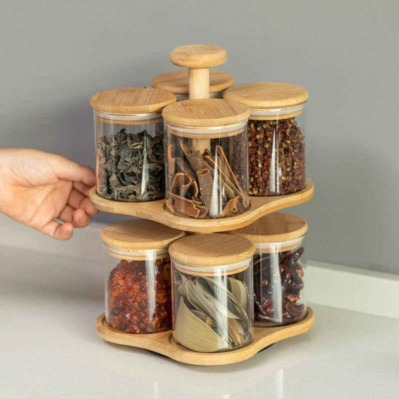Organiseur polyvalent pour épices en bambou