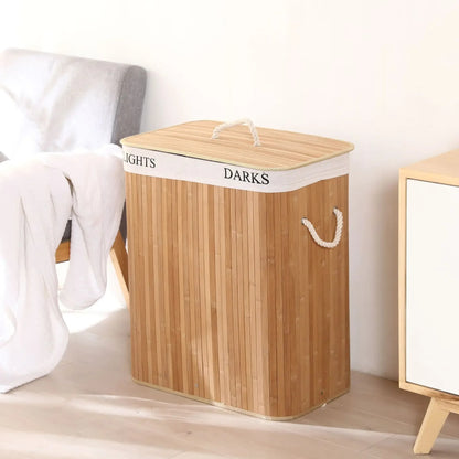 Panier à Linge Pliable en Bambou Naturel – Éco-Design