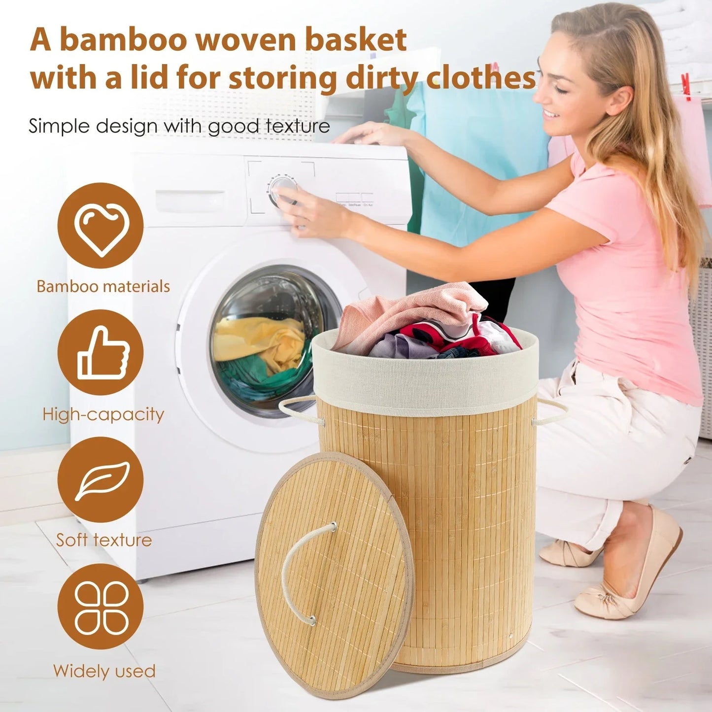 Panier à Linge Pliable en Bambou Naturel – Éco-Design