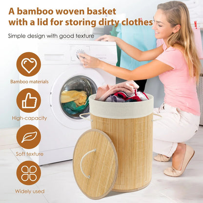 Panier à Linge Pliable en Bambou Naturel – Éco-Design