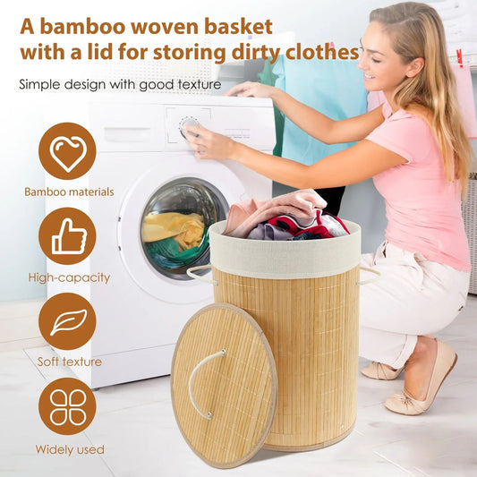 Panier à Linge Pliable en Bambou Naturel – Éco-Design