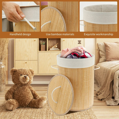 Panier à Linge Pliable en Bambou Naturel – Éco-Design