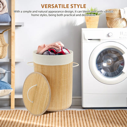 Panier à Linge Pliable en Bambou Naturel – Éco-Design
