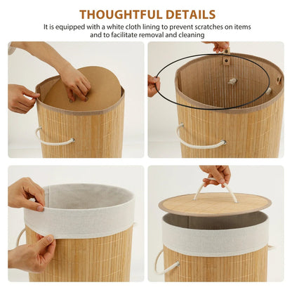Panier à Linge Pliable en Bambou Naturel – Éco-Design
