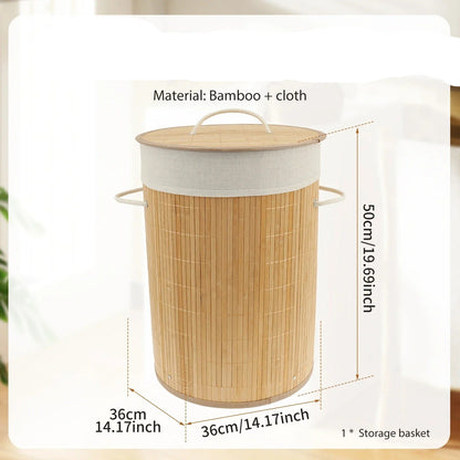 Panier à Linge Pliable en Bambou Naturel – Éco-Design