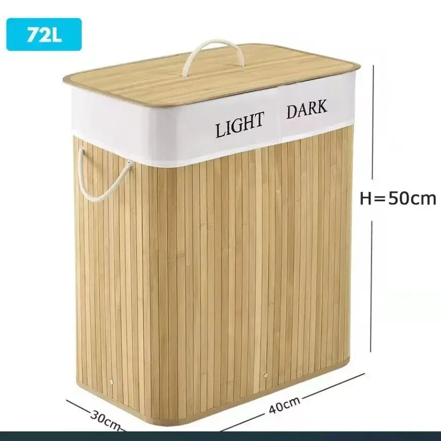 Panier à Linge Pliable en Bambou Naturel – Éco-Design